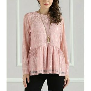 Suzanne Betro Pink Lace Tunic 4X